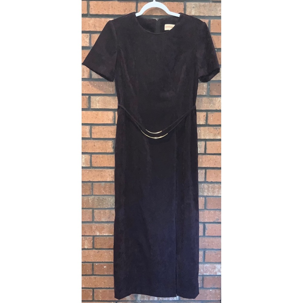 Vintage Expressions Purple Faux Suede Sheath Dress Maxi Dress Size 8